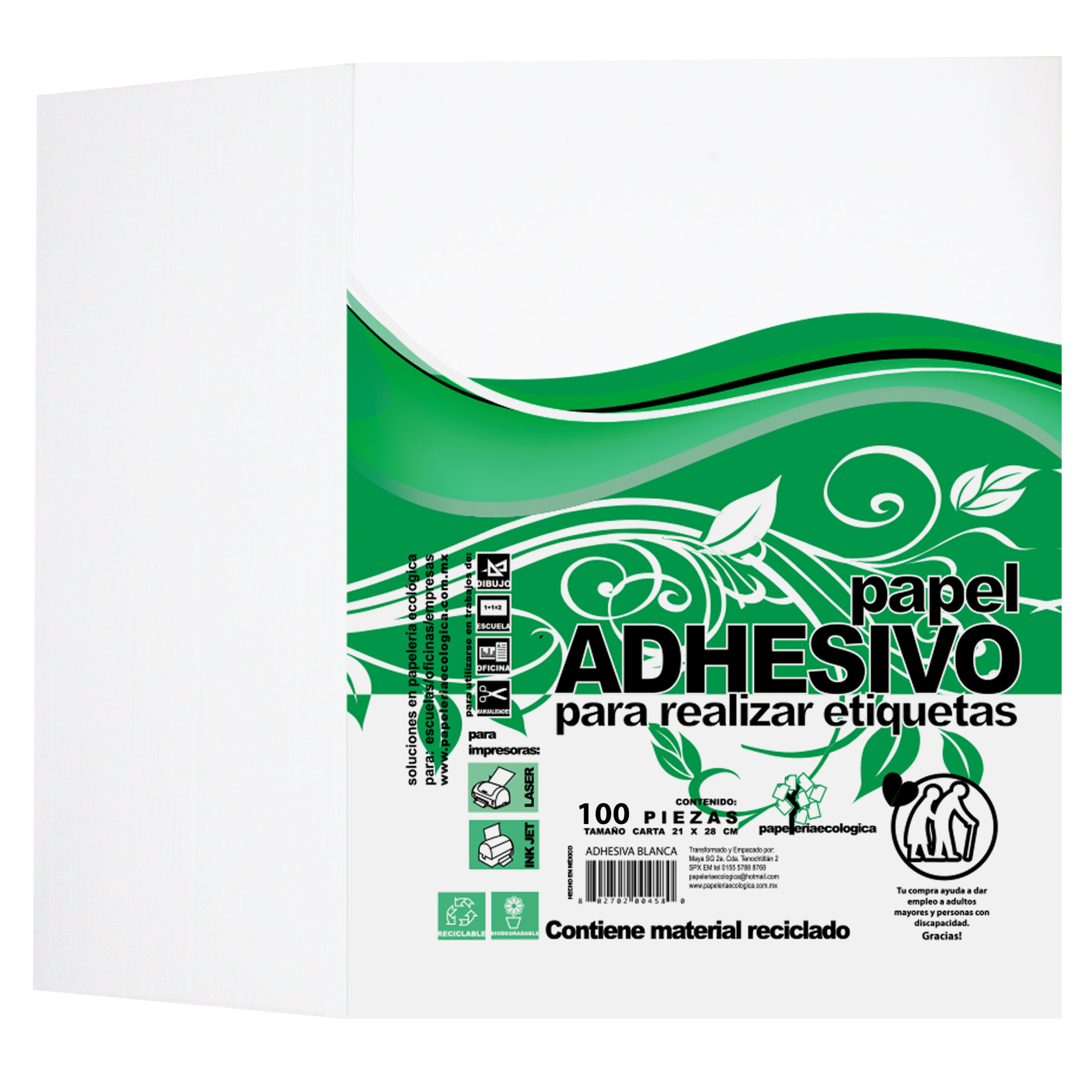 Papel Adhesivo Matte T/Carta 100 Uds